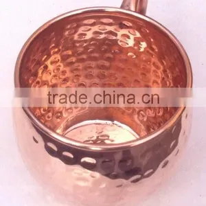 100% PURE COPPER FDA APPROVED HAMMERED BARREL DRINKING MUG WITH RIVETED HANDLE FOR MOSCOW MULE, VODKA thumbnail-3