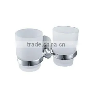 Wholesale Zinc Alloy Chrome Finishing Wall Hanger Double Tumbler Holder Glass Toothbrush Holder thumbnail-1