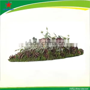 Moss Pillow With Pinecone thumbnail-1