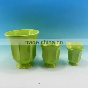 3pcs Grenn Color Ceramic Garden Planter Pot thumbnail-1