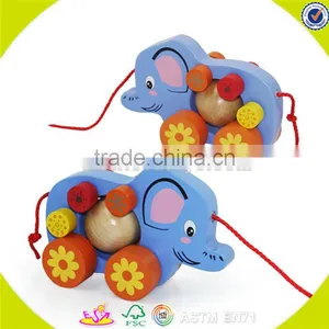 Wholesale Lovely Wooden Elephant Pull Car Toy High Quality Wooden Elephant Pull Car Toy W05B034 thumbnail-1