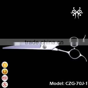 CZG-70J-1 7inch Double Finger Rest Downward Curved Pet Grooming Hair Shaping Scissor thumbnail-1