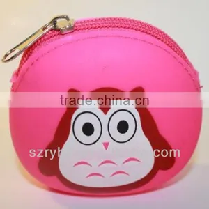 Owl Coin Purse Pink Small Key Holder Silicone Wallet Tooth Fair Purse thumbnail-1