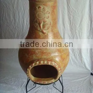Clay Chimney With Metal Stand, Fire Shelf and Lid thumbnail-1