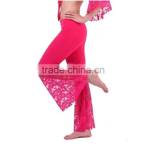 Top Selling Chic Pants Dance Costume Milk Silk Sexy Lace Fishtail Bell Bottom Pants For Belly Dance Slip thumbnail-4
