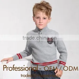 Kids Autumn Winter Polo Collar Sweater , Sweater With Contrast Stripe Bottom,school Uniform Sweater thumbnail-1
