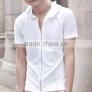 Hot Sale Custom Cotton/spandex Men's Short Sleeve Black Hoodie thumbnail-5