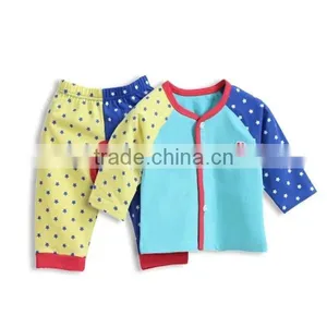 Spring Autumn Polka Dots Red Sky Blue Kids Pajamas Girl Nightwear thumbnail-3