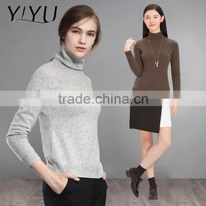 Popular Winter Women Turtleneck Color Mixed Knit Cashmere Pullover Sweater thumbnail-3