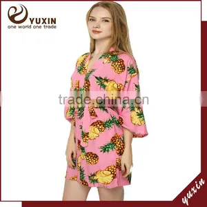 Floral Robe Bride Robe Cotton Short Floral Bridesmaid Robe FR0101 thumbnail-1