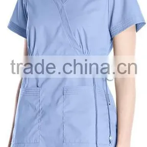 Customed Plain Blank Multi-Colors Easy-Fit Nursing Scrubs Tops With Adjustable Side Tie thumbnail-5
