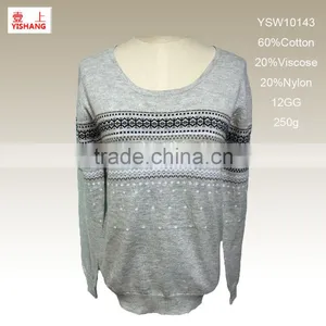 YSW16143 Basic Sweater 60%Cotton 20%Viscose 20%Nylon Lady Top Sweater thumbnail-1