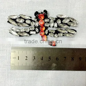 Exquisite Crystal Beaded Dragonfly Damselfly Insect Bug Iron On Applique Patch thumbnail-2