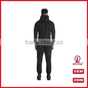 Shuliqi Modern Latest Design Tracksuit Men100 Cotton Plain Mens Tracksuit With Kangaroo Pockets in Black thumbnail-4