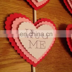 Newest Custom Heart Shaped Paper Cupcake Topper Wedding Cake Decor thumbnail-3