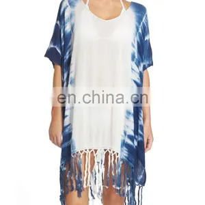 C63 Fringe Rayon Cover-Up Beach Tunic Dress thumbnail-1