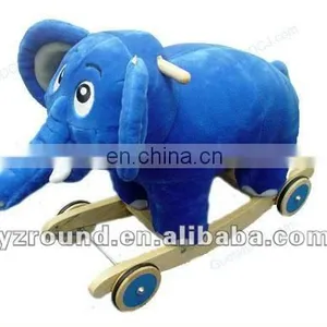 Plush Simulation Blue Elephant Rocking Horse for Baby thumbnail-1