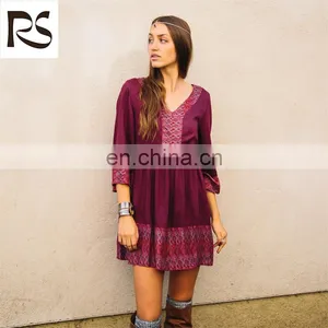 Ladies Casual Long Sleeve Montage Autumn Winter Dress thumbnail-1