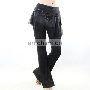 Ice Silk Hot Drill Black Belly Dance Skirt Pants for Women K-4032# thumbnail-1