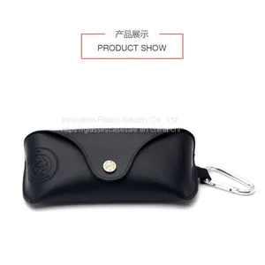 Customized Portable Leather Sunglasses Case With Metal Hook thumbnail-4
