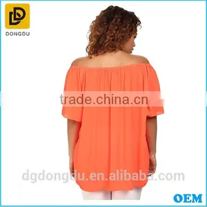 Plus Size Short Sleeve Off the Shoulder High-Low Hem Blouse thumbnail-4