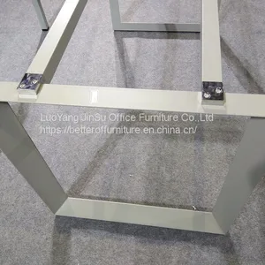 1 Person Modern Office Desk Furniture Melamine Wooden Top Light Gray Color Pentagon Leg thumbnail-3