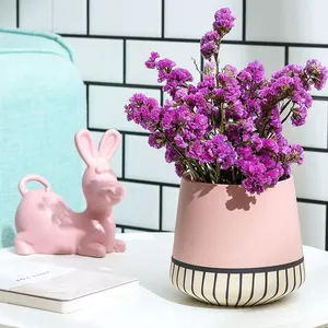 Creative New Design Cute Lovely Pink Cartoon Animal Ceramic Ornaments Vase Plant Pot thumbnail-4