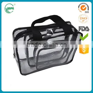 2016 High Quality PVC Ziplock Cosmetic Packaging Handle Plastic Bag Made in China thumbnail-1