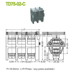 16.00 Pitch Feed Through Panel Terminal Block With PBT Screw Terminal Bloks Connectors thumbnail-2