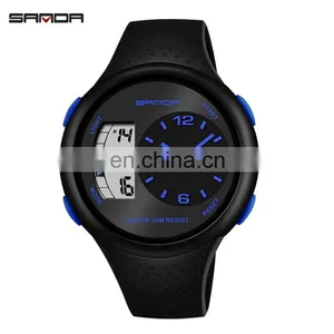 SANDA 763 Men Boys Sport Latest Silicone Strap Quartz Analog Waterproof Cheap Digital Watch thumbnail-5