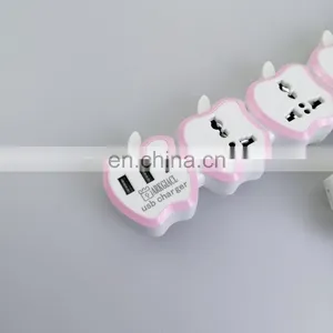 New Pink Apple Shape Universal Socket With USB Socket Extension Socket 2022 thumbnail-2