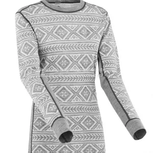 Women's Thermal Underwear Jacquard Merino Wool Long Sleeve Thermal Base Layer thumbnail-1