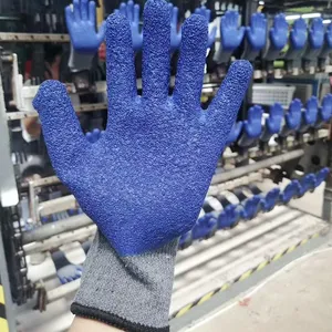 Wholesale Price 10Gauge TC Cotton Liner Crinkle Latex Coated Construction Contractor Gloves thumbnail-2