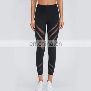 Women Spring Summer Workout Clothing Sexy Mesh Capris Yoga Tight Pants Leggings for Women Fitness thumbnail-3