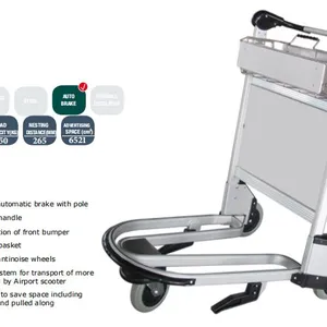 3 Wheels Bearing 250KG Aluminum Alloy Airport Trolley Cart With Automatic Brake thumbnail-1