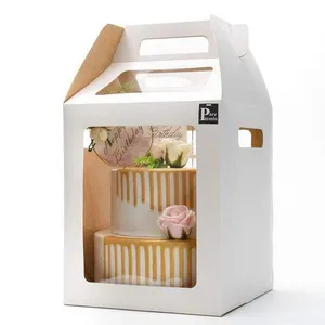 Bakery Food Cardboard Package Cake Paper Box Donuts Candle Jars Packing Gable Delivery Cakes Boxes thumbnail-1