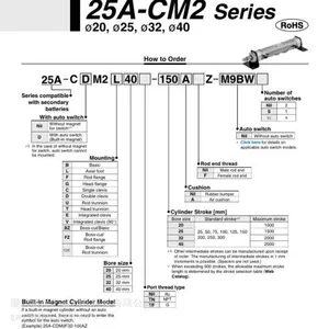 Original Smc Cylinder/standard Type 25a-cdm2b25-250z Single Rod Double Acting, All Series Inquiries Welcome thumbnail-5