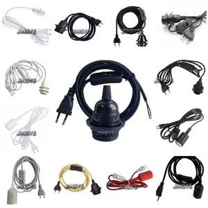 CE VDE Lamp Holder EU Power Plug in Electrical Textile Cable Dimmer Switch Lamp Cords Power Cords thumbnail-5