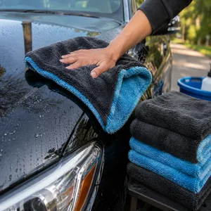 Dual-Sided Twisted Loop & Coral Fleece Detailing Towel | Professional Drying Cloth thumbnail-1
