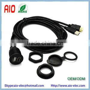 2 Meter USB H D M I A Extension Flush Mount Cable for Car Bike Boat Motercycle Lead thumbnail-1