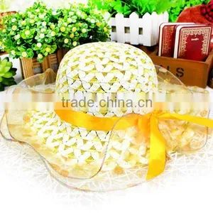 Factory Price Lace Cheap Sun Visor Hat for Kids Children Sun Visor Hat With Bowknot Shading Straw Hat 6colors thumbnail-1