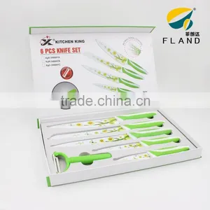 YangJiang Factory Supply Durable Popular Style 6pcs Non-stick Flower Coating Knife Set thumbnail-2