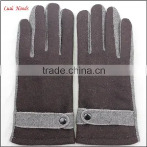 Men Simple Brown Woolen Hand Gloves Men With Belt thumbnail-1