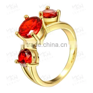 Beautiful Three Big Red Stone Ring for Women thumbnail-1