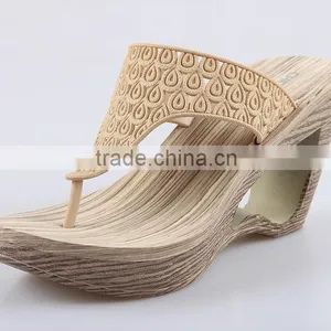2015 Retro Style Wedges Slippers Waterproof Slippers Wooden Bottom Slippers thumbnail-3