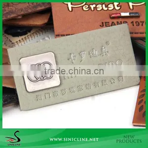 Sinicline Factory Custom Embossed Brand Name Tan Color Genuines Leather Patch for Jeans thumbnail-1