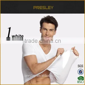 2016 High Quality Cheap Bulk Plain White Breathable v Neck Short Sleeve Cotton t Shirts thumbnail-1