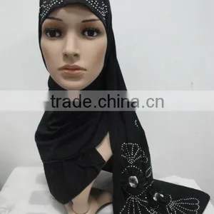H128 Latest Muslim Hijab With Shawl and Flower thumbnail-1