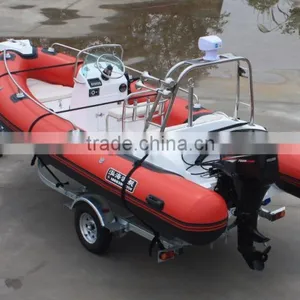 CE 5.2m Red New Style Made in China Fiberglass Inflatable Boat With Two Outboard Engine and Sound Audio and Suona thumbnail-2