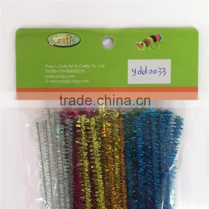 Factory Supply DIY Crafts 0.6*30cm Tinsel Glitter Pipe Cleaners Chenille Stems Toys for Kids or Wedding Party Decoration thumbnail-6